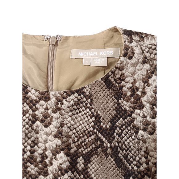 MICHAEL KORS COLLECTION‎ Dress Size 8 Snake Print Brown Gold Tan Made in Italy - Picture 3 of 6